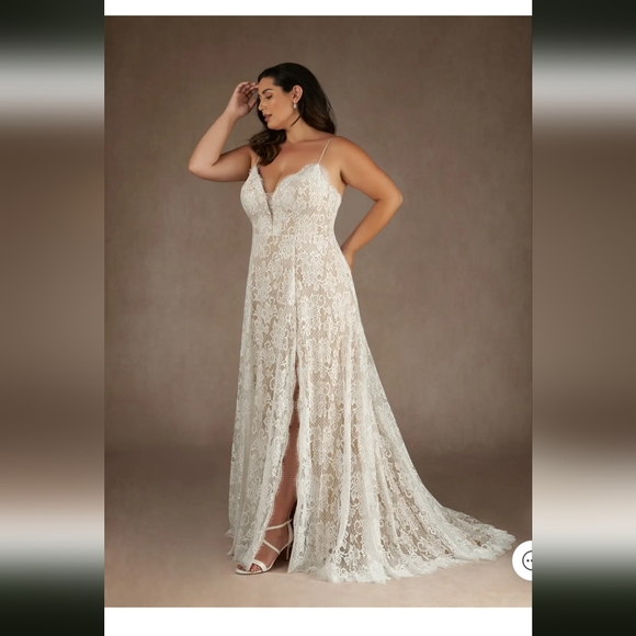 Size 30 Azazie James Wedding Dress (Diamond White over Nude) NWT - Picture 3 of 6